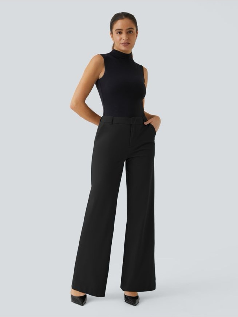 New HALARA Black Wide-Leg Dress Pants - Picture 5 of 6